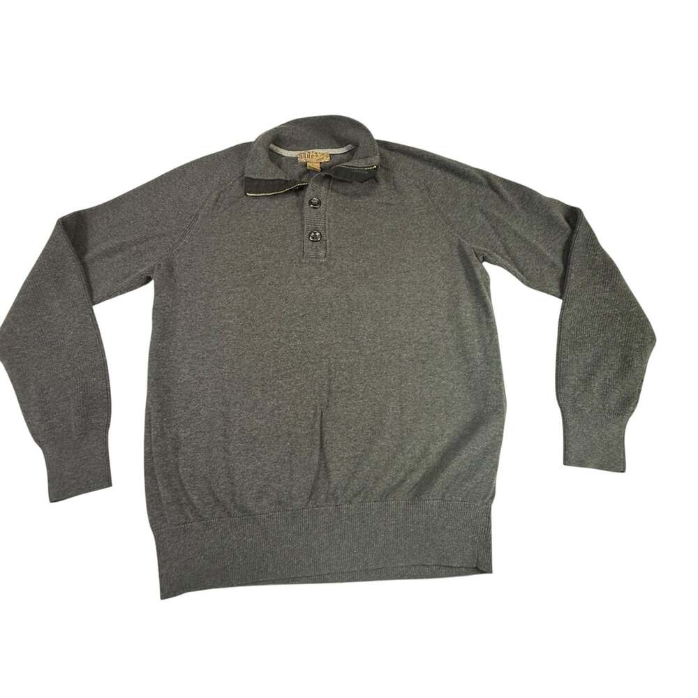 Blue Pronto Uomo Men's Grey Cotton Blend Funnel Neck Sweater Size L